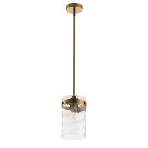 Modern Gold Pendant Light with Clear Hand-Blown Glass Shade, Hanging Fixture for Kitchen Island or Entry - 1 of 4