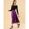 INSPIRE CHIC Women's Party Elastic Waist Metallic Shiny Accordion Pleated Midi Skirt - 4 of 4