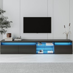 CAVINAS TV Stand with LED for TVs up to 105 Inches,Entertainment Center with 2 Glass Shelves and 2 Cabinets for Living Room - 1 of 4