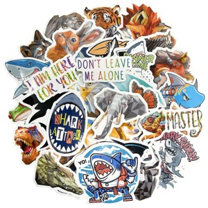 Wrapables Waterproof Vinyl Stickers for Water Bottles, Laptop, Phones, Skateboards, Decals for Teens, 100pcs, Majestic Creatures - 1 of 4