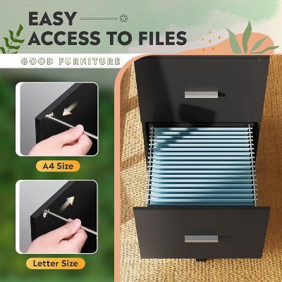 Black Mobile 3-Drawer Lockable Water-Resistant File Cabinet