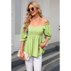 WhizMax Women's Summer Top Short Sleeve Square Neck Blouses Ruffle Smocked Peplum Babydoll Blouse Tunic Tops - 4 of 4