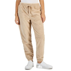 Crave Fame Womens Faux Fur Embossed Casual Jogger Pants - 1 of 1