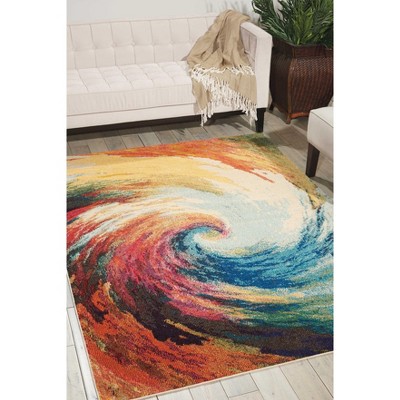 Cosmic Radiance Abstract Red 5' x 7' Synthetic Area Rug