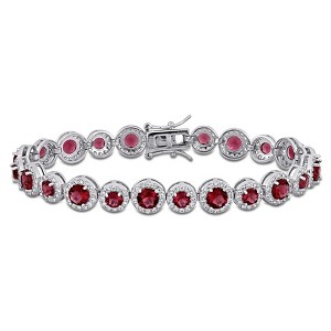 EVERLY JEWELRY | Sterling Silver  18 3/4 CT TGW Created White Sapphire and Created Ruby, 7.25 inch - 1 of 4