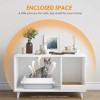 Akoasm 39.37 in. W Hidden Cat Litter Box Enclosure with Scratching Mat-White - 3 of 4