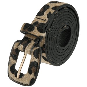 INSPIRE CHIC Women Leopard Printed Retro 0.7" Width Faux Leather Fur Waistband Belts 1Pc - 1 of 4