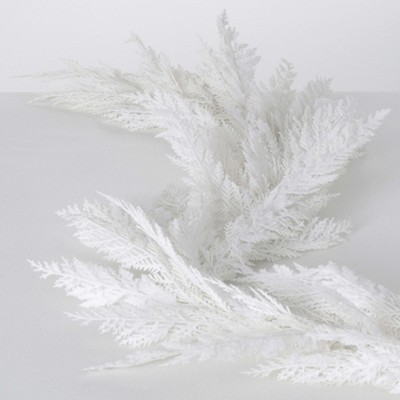 60"L Sullivans Artificial White Cypress Christmas Garland, Indoor Christmas Decor
