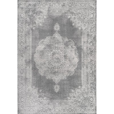 Rosalia Cottage Medallion 5'x8' Reversible Area Rug, Gray/Dark Gray
