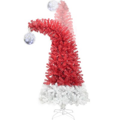 ACEPANO 72 in. H Hinged Fir Artificial Fir Bent Top Christmas Tree with 1250 Lush Branch Tips For Holiday Office Home D¨¦cor-Red