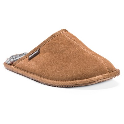 Men's MUK LUKS Printed Berber Suede Scuff Slippers - Tan 10