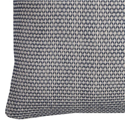 22" Indigo and Natural Cotton Canvas Square Throw Pillow