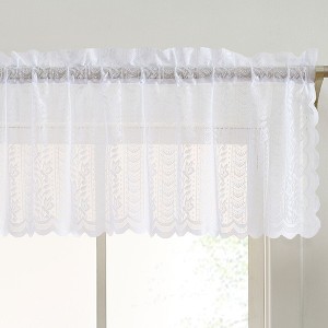 HLC.ME Sophia Floral Rod Pocket Lace Sheer Short Valance for Small Windows, Kitchen and Bathroom - 54 W x 18 L - 1 of 4