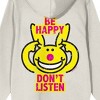 It's Happy Bunny Be Happy Don't Listen Long Sleeve Sand Adult Hooded Sweatshirt - 4 of 4