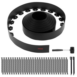 VEVOR Landscape Edging, 66 ft x 4 in Plastic Garden Border Edging with 60 Spikes & 2 Ground Stakes, No Dig, Flexible Lawn Edgings Roll, Black - 1 of 4