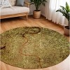 HomeRoots 8' Green and Brown Round Abstract Non Skid Area Rug - 2 of 3
