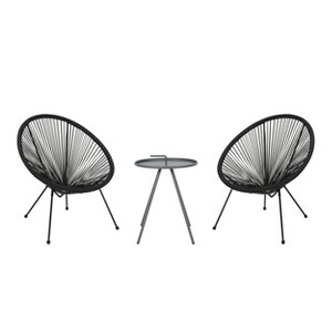 GDFStudio Margaretta Outdoor Woven Wicker 3 Piece Chat Set - 1 of 4