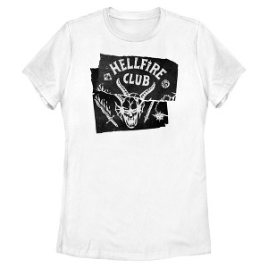 Womens Stranger Things Hellfire Club Distressed Poster T Shirt - 1 of 4