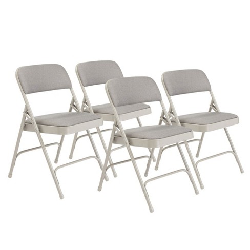 National Public Seating 2200 Series Deluxe Fabric Upholstered 2 Cushion  Double Hinge Indoor Outdoor Dining/office Folding Chair, Greystone, 4 Pack  : Target