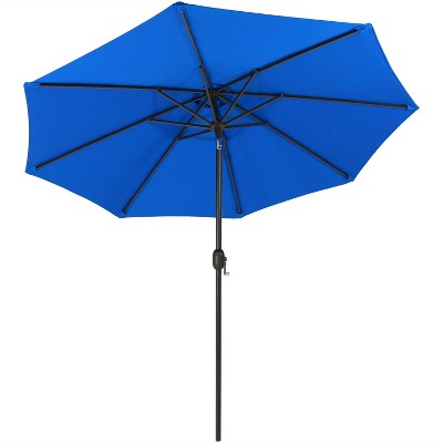 Sunnydaze Outdoor Aluminum Solution-Dyed Sunbrella Patio Umbrella with Auto Tilt and Crank - 9' - Pacific Blue