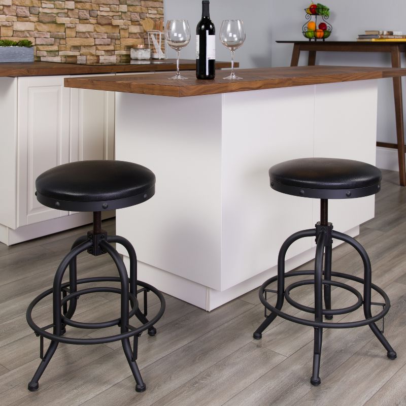 Flash Furniture Rachel 2 Pack 24'' Counter Height Stool with Swivel Lift Black LeatherSoft Seat, 2 of 3