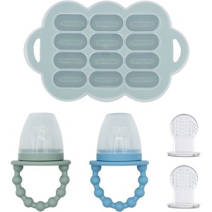WeeSprout Silicone Baby Food Feeders + Freezer Tray for Batch Prep, Double as Teething Toys, 2-Pack - 1 of 4