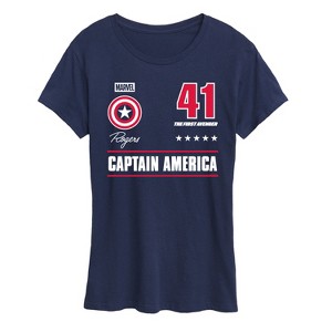 Women's - Marvel - Captain America Portrait Jersey Short Sleeve Graphic T-Shirt - 1 of 4