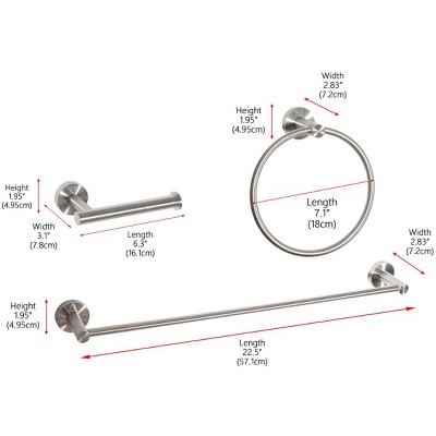 Alma Brushed Nickel 3-Piece Stainless Steel Bathroom Hardware Set