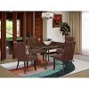 5-Piece Mahogany Finish Solid Wood Top - Rectangular Upholstered Dining Room Set  (Seats-4) - 2 of 4