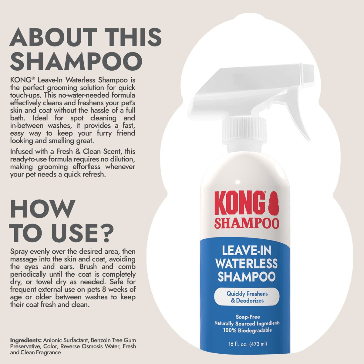 KONG Leave in Waterless Fresh Scented Dog Shampoo - 16 fl oz - thumbnail 7