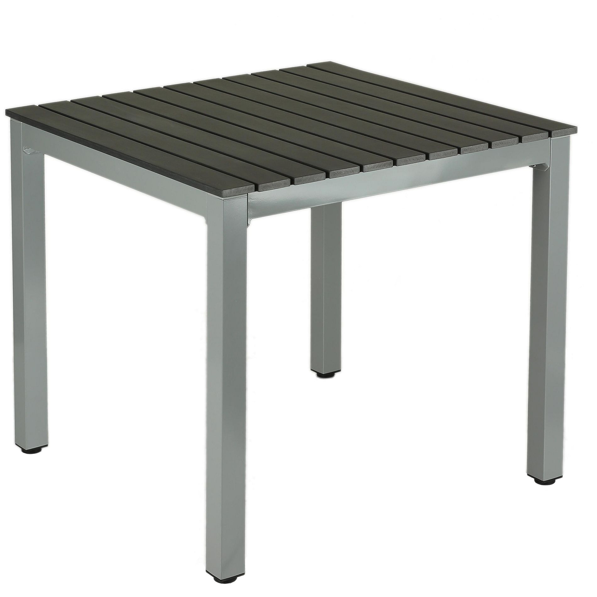 Jaxon Aluminum Outdoor Table in Poly Resin, Silver/Slate Grey 31x31