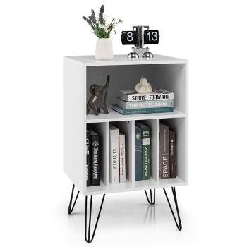 Tangkula File Cabinet W/ Split Storage Standing Display Bookshelf Bedroom White