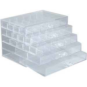 5-Drawer Acrylic Jewelry Organizer with 120 Grids, Clear Drawer Storage Box with Compartments - 1 of 4
