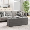 Costway Fabric Folding Storage Ottoman Storage Chest W/Divider Bed End Bench Light Grey\Drak Grey\Navy - 4 of 4