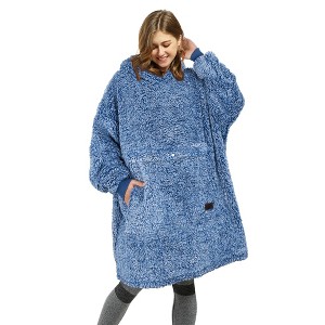 Catalonia Women's Blanket Hoodie Sweatshirt, Cozy Comfortable Fluffy Soft Fleece Lounging Pullover, Warm Fleece Hooded with Pockets Gift for Adult - 1 of 4