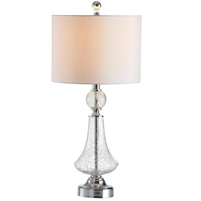 Mercury Clear Crackle Glass Table Lamp Set with White Shade