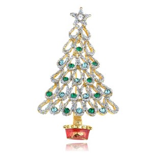 Anna-Kaci Holiday Christmas Multicolor Rhinestone Ornaments Crystal Xmas Brooch Pin - 1 of 4