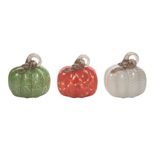 Transpac Glass Mini Iridescent Pumpkin Set of 3 Fall/Harvest Home Decorations - 1 of 1