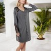 Anna-Kaci Women's Button-Front Nightdress with Lace Shoulder and Sleeve Detail - 3 of 4