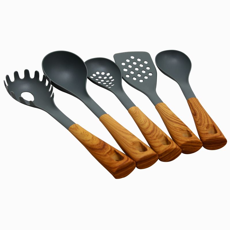 Oster Everwood Kitchen 5-Piece Nylon Tools Set with Wood Inspired Handles, 2 of 6