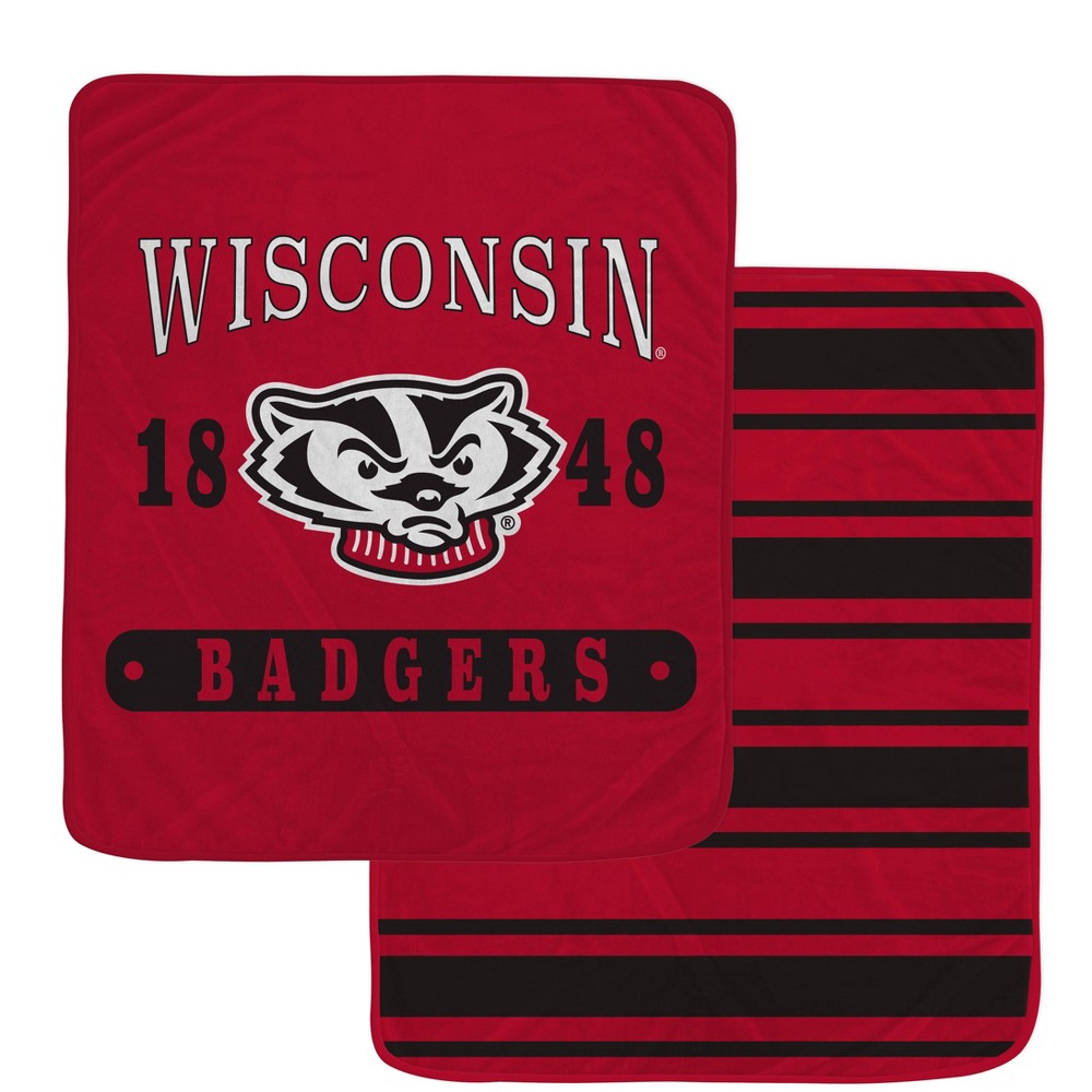 Photos - Duvet NCAA Wisconsin Badgers Varsity Plaque Double Sided Royal Plush Blanket