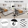 homfan Twin Size Day Bed with Pull-Out Trundle, Daybed with Love-Heart Headboard, Steel Slat Support, Metal Sofa Day Bed, Black - 4 of 4