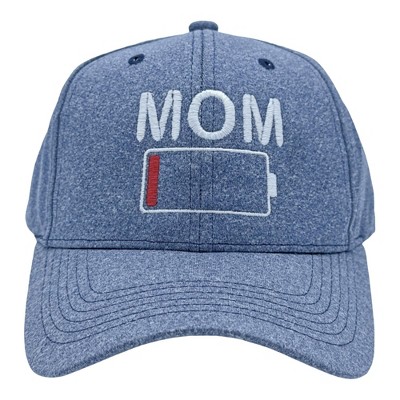 Mom Battery Low Hat Funny Mothers Day Tired Parenting Cap - Crazy Dog Blue Standard