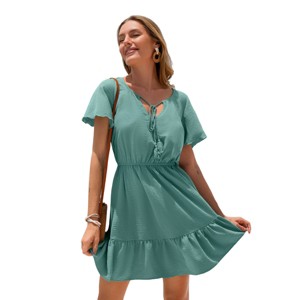 Women's Tie Front Tassel Mini Dress - Cupshe - 1 of 4