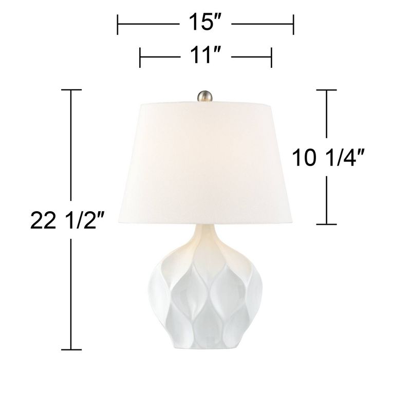 360 Lighting Dobbs Modern Mid Century Accent Table Lamp 22 1/2" High White Glaze Geometric Ceramic Oval Shade for Bedroom Living Room Bedside Office, 4 of 10