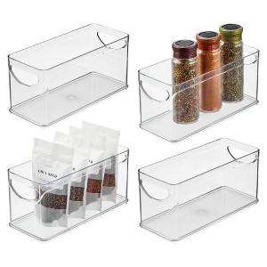iDesign Set of 4 Narrow Pantry Organizer Bins with Handles - Clear, USA Made - 1 of 4