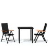 vidaXL 3 Piece Patio Dining Set Black - 2 of 4