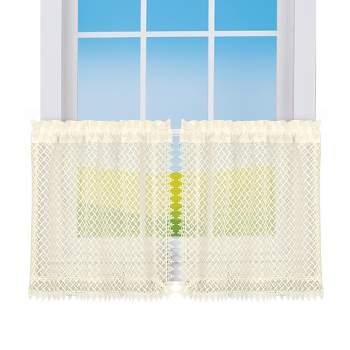 Collections Etc Elegant Detailed Lace Rod Pocket Top Window Curtains