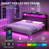 Greenstell  Modern Platform Bed Frame with LED Lights & Charging Station, Upholstered Storage Headboard with Shelves, Heavy-Duty Steel Slats - 3 of 4