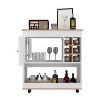 Okak Kitchen Island with Lower Panel and 6 Bottle Cubbies, Kitchen Cart with 1 Cabinet Door and Wheels, Rolling Kitchen Island for Dining Room, White - 4 of 4
